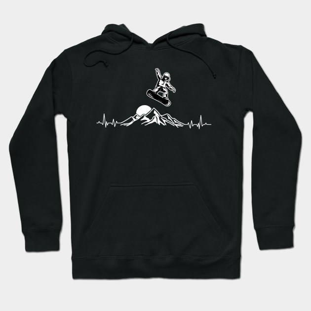 Snowboarder Heartbeat Snowboarding Heart Mountain Hoodie by theperfectpresents